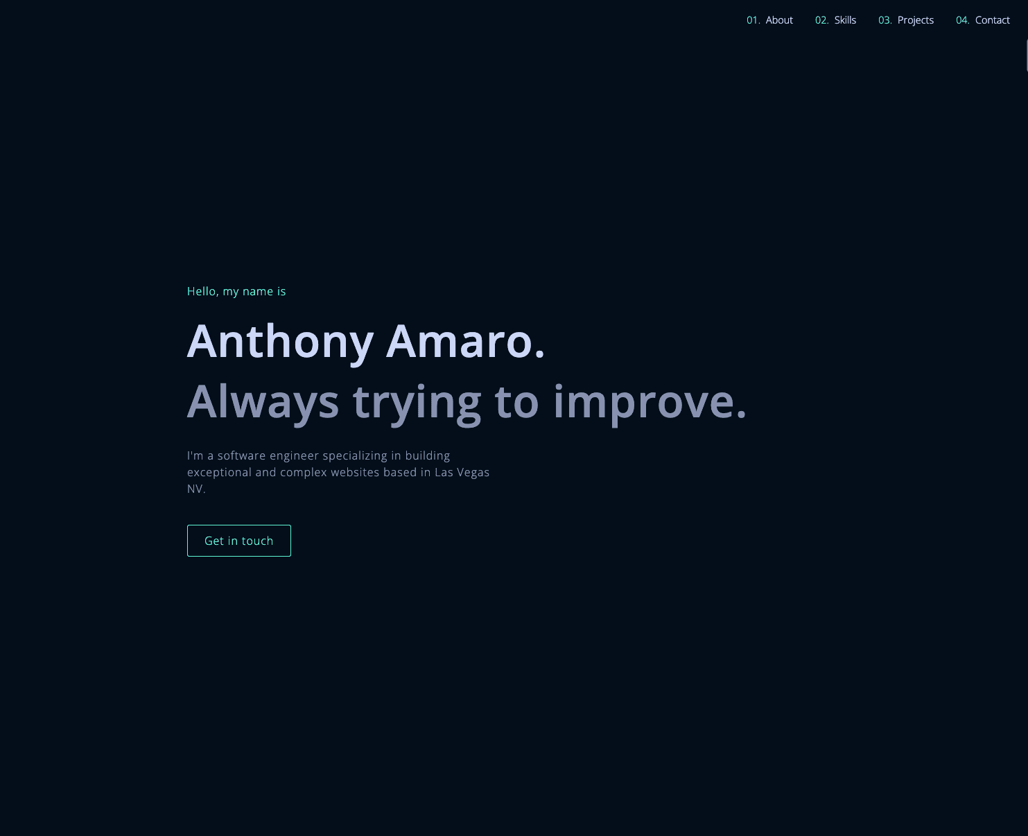 Portfolio v1 main page
